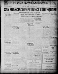 The front page of The Elkins inter-mountain, Elkins, W. Va., October 22, 1926