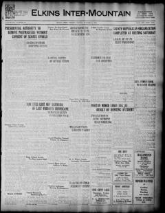 The front page of The Elkins inter-mountain, Elkins, W. Va., October 25, 1926
