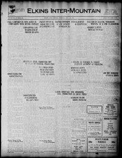 The front page of The Elkins inter-mountain, Elkins, W. Va., October 28, 1926