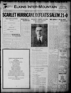 The front page of The Elkins inter-mountain, Elkins, W. Va., October 30, 1926
