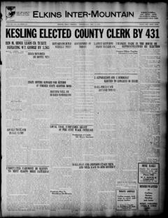 The front page of The Elkins inter-mountain, Elkins, W. Va., November 3, 1926