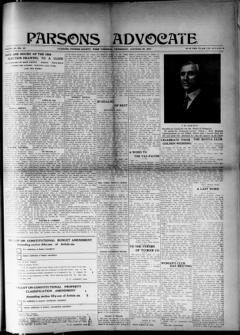 The front page of Parsons advocate, Parsons, W. Va., October 28, 1926