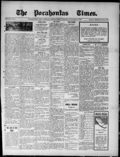 The front page of Pocahontas times, Huntersville, W. Va., October 14, 1926