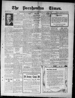 The front page of Pocahontas times, Huntersville, W. Va., October 21, 1926