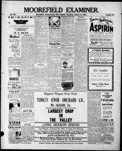 The front page of The Moorefield examiner, Moorefield, W. Va., October 21, 1926