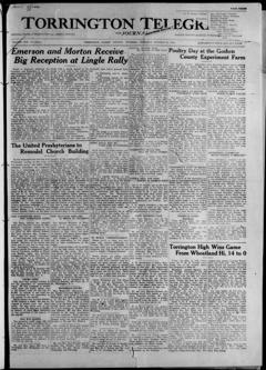 The front page of Torrington telegram, Torrington, Laramie County, Wyo., October 21, 1926
