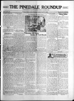 The front page of Pinedale roundup, Pinedale, Wyo., October 21, 1926