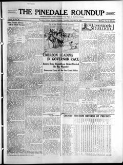 The front page of Pinedale roundup, Pinedale, Wyo., November 4, 1926