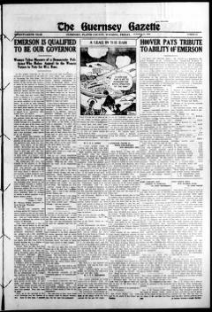 The front page of The Guernsey gazette, Guernsey, Platte County, Wyo., October 15, 1926