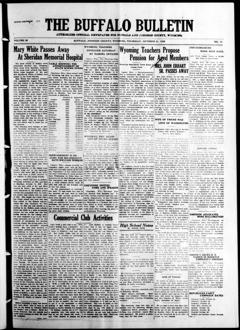 The front page of The Buffalo bulletin, Buffalo, Johnson County, Wyo.;Buffalo, WY, October 21, 1926