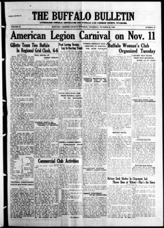 The front page of The Buffalo bulletin, Buffalo, Johnson County, Wyo.;Buffalo, WY, October 28, 1926