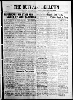 The front page of The Buffalo bulletin, Buffalo, Johnson County, Wyo.;Buffalo, WY, November 4, 1926