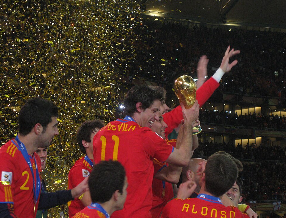 Spain with the cup after FIFA World Cup 2010 Final against Netherlands , 11 July 2010, Soccer City , Johannesburg