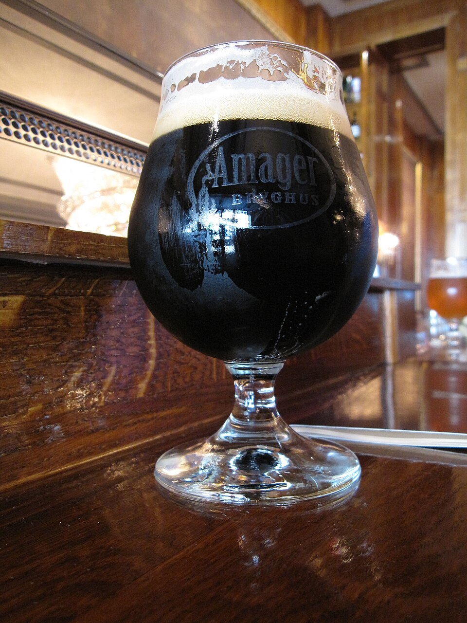 A glass of Rugporter from <a href=" http://www.amagerbryghus.dk/ " rel="noreferrer nofollow">Amager Bryghus</a> in Kastrup, Denmark, at Olympen…