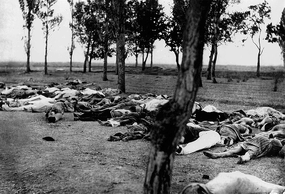 Picture showing Armenians killed during the Armenian Genocide . Image taken from Ambassador Morgenthau's Story , written by Henry Morgenthau, Sr. and…