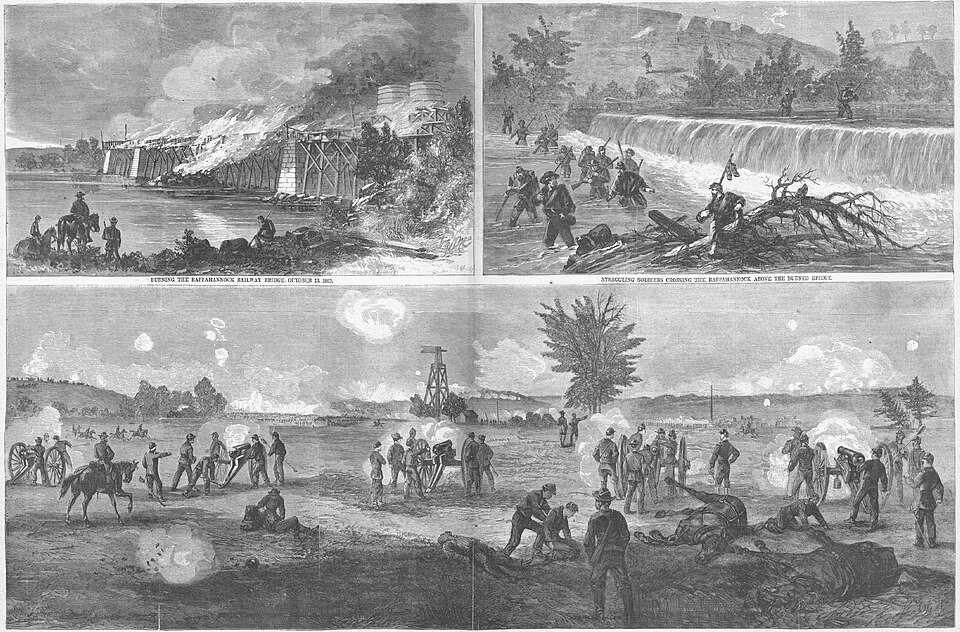 General Warren repelling Hoth's attack at Bristoe Station - Hazard's Rhode Island battery in the foreground