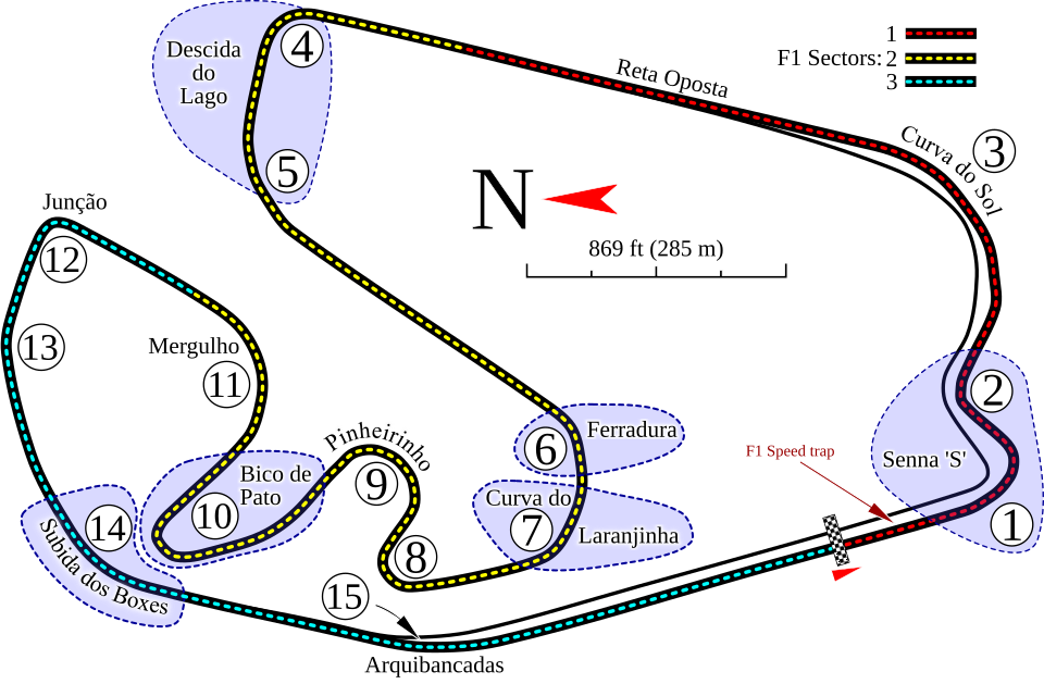 Track map for use with Autódromo José Carlos Pace (AKA Interlagos).