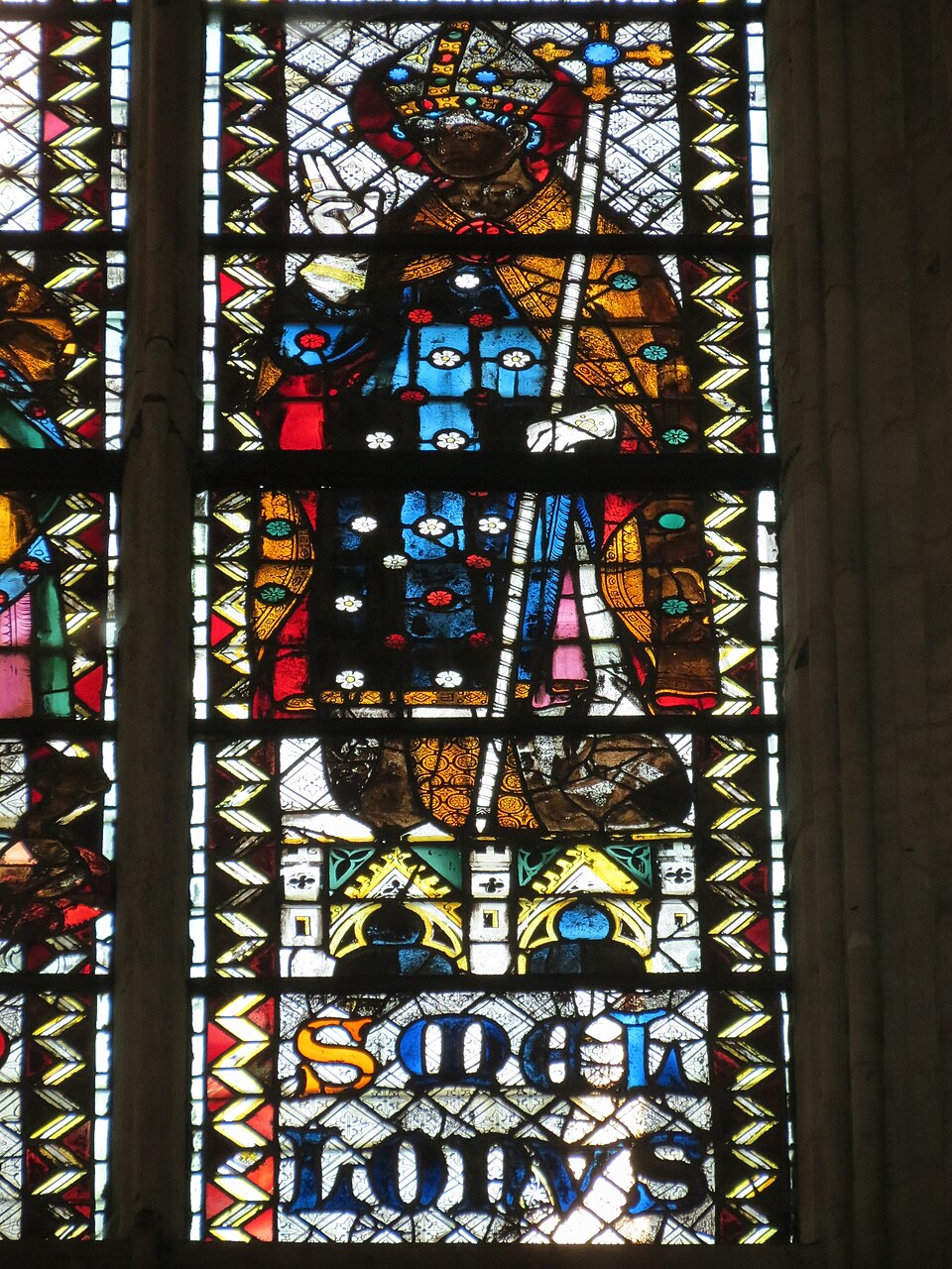 Detail of the bay of the 208 choir of Saint-Ouen de Rouen representing Saint-Mellon, first bishop of Rouen.