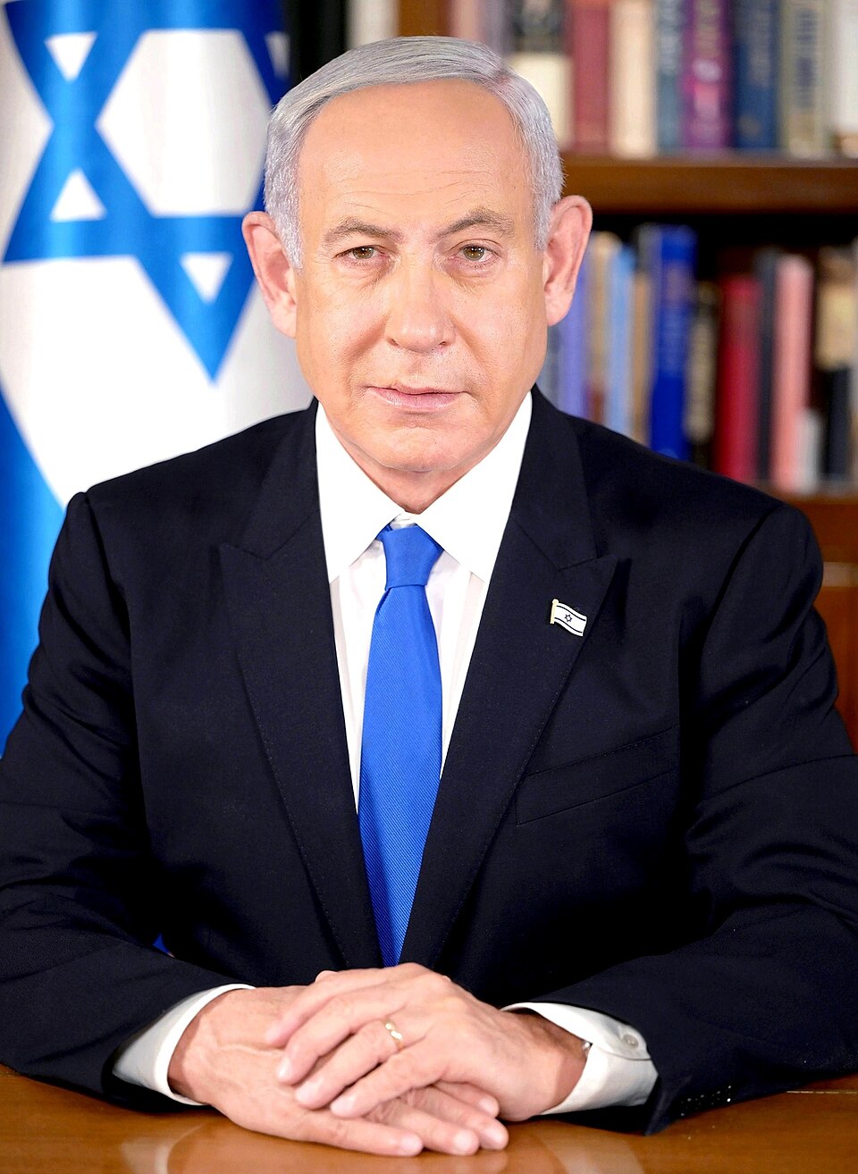 Cropped portrait of Israel's 9th Prime Minister, Benjamin Netanyahu.