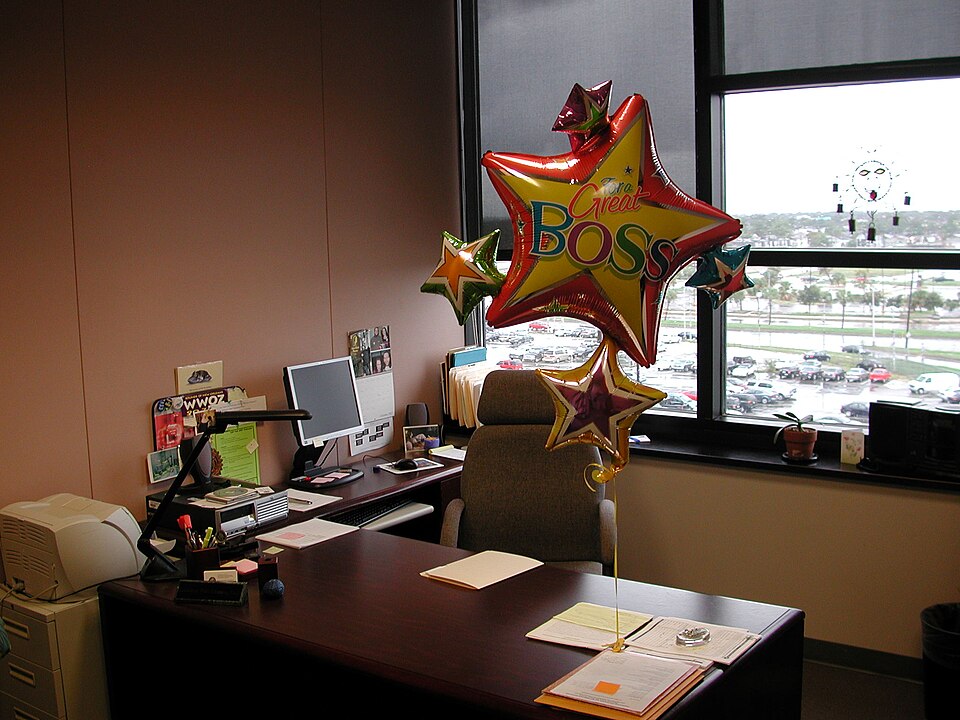 Olivia got our boss a big balloon for Boss' Day. This was a good reminder that we'd best not forget Administrative Assistants' Day like we did last year...