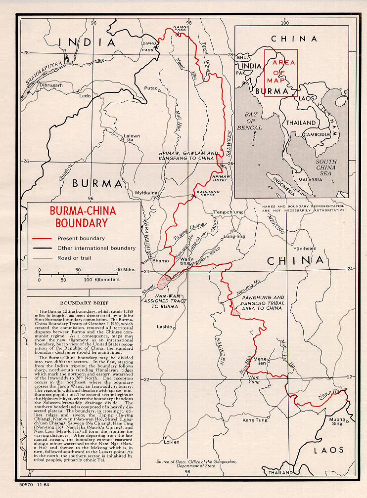 Burma-China border map