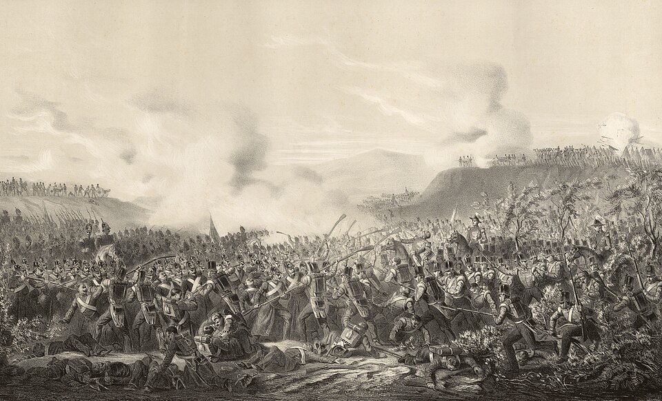 Bataille d'Inkerman - Le 26e de ligne anglais sous les ordres du général Cathcart, manquant de munitions, charge les Russes à la baïonnette
