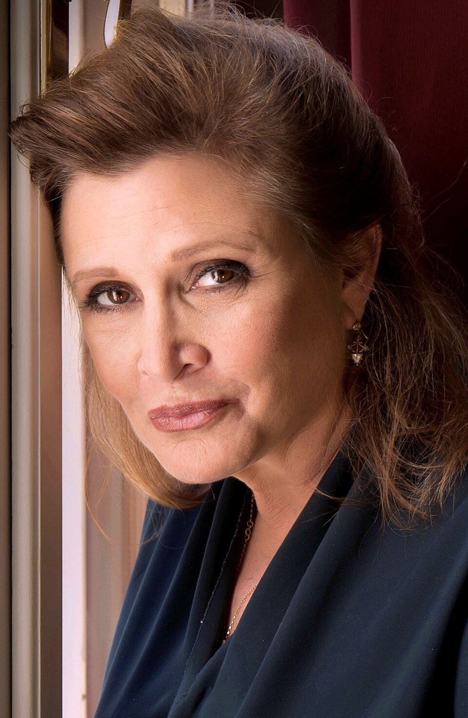 Crop of File:Actress Carrie Fisher © Riccardo Ghilardi photographer.jpg - Fisher at the Venice International Film Festival 2013