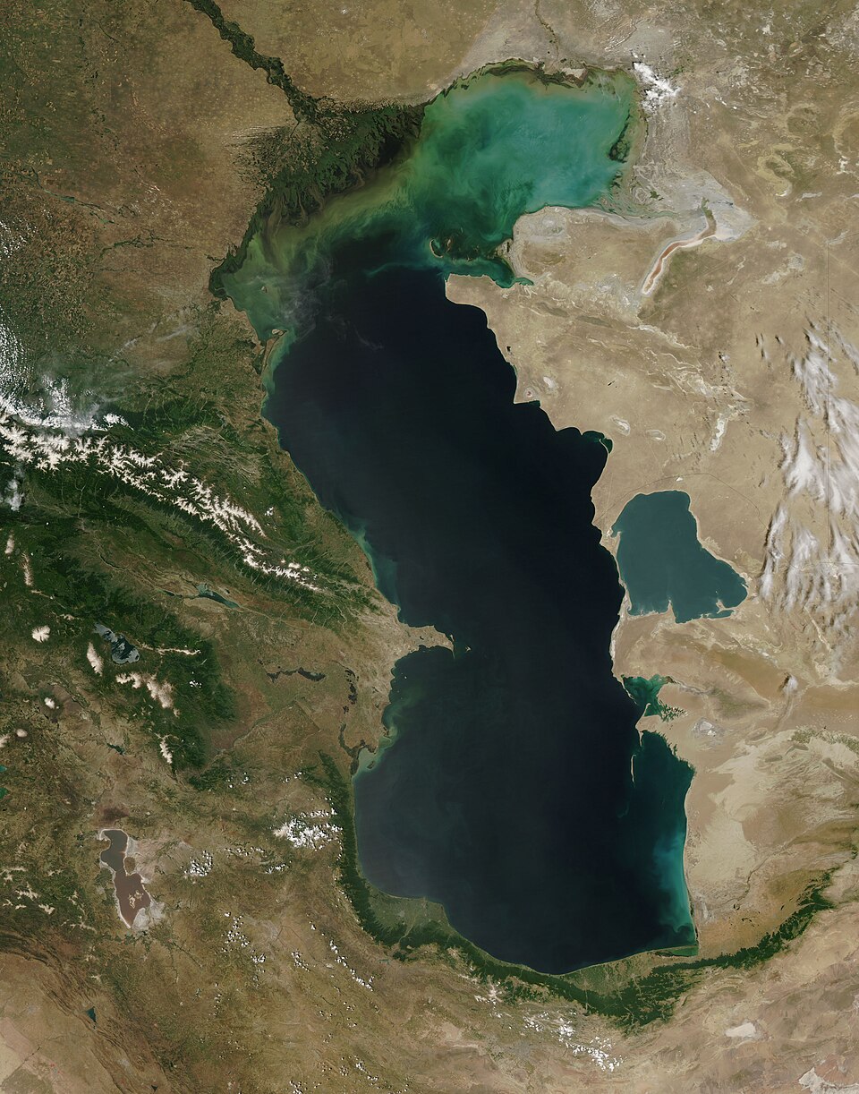 This is a view from orbit of the Caspian Sea as imaged by the MODIS sensor on the Terra satellite. Caption: The original caption from NASA : ::"The northern…