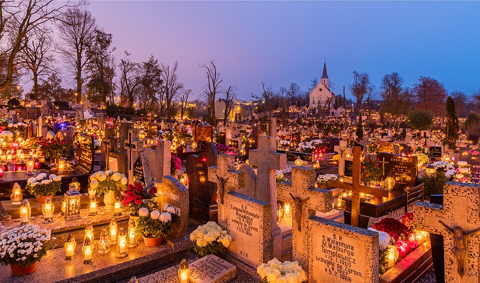 All Saints' Day, Holy Cross Cemetery in Gniezno, Poland