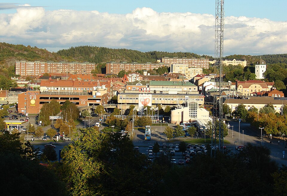 The centre of Uddevalla (in Sweden), picture taken from Skansberget
