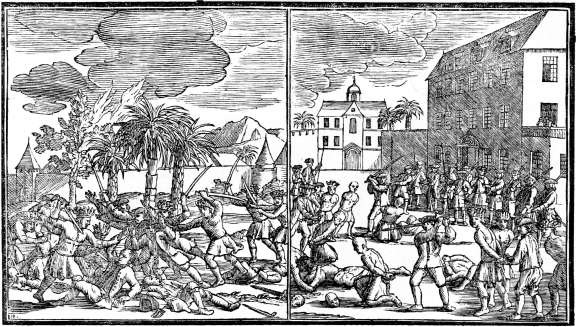 A drawing of the 1740 Batavia massacre