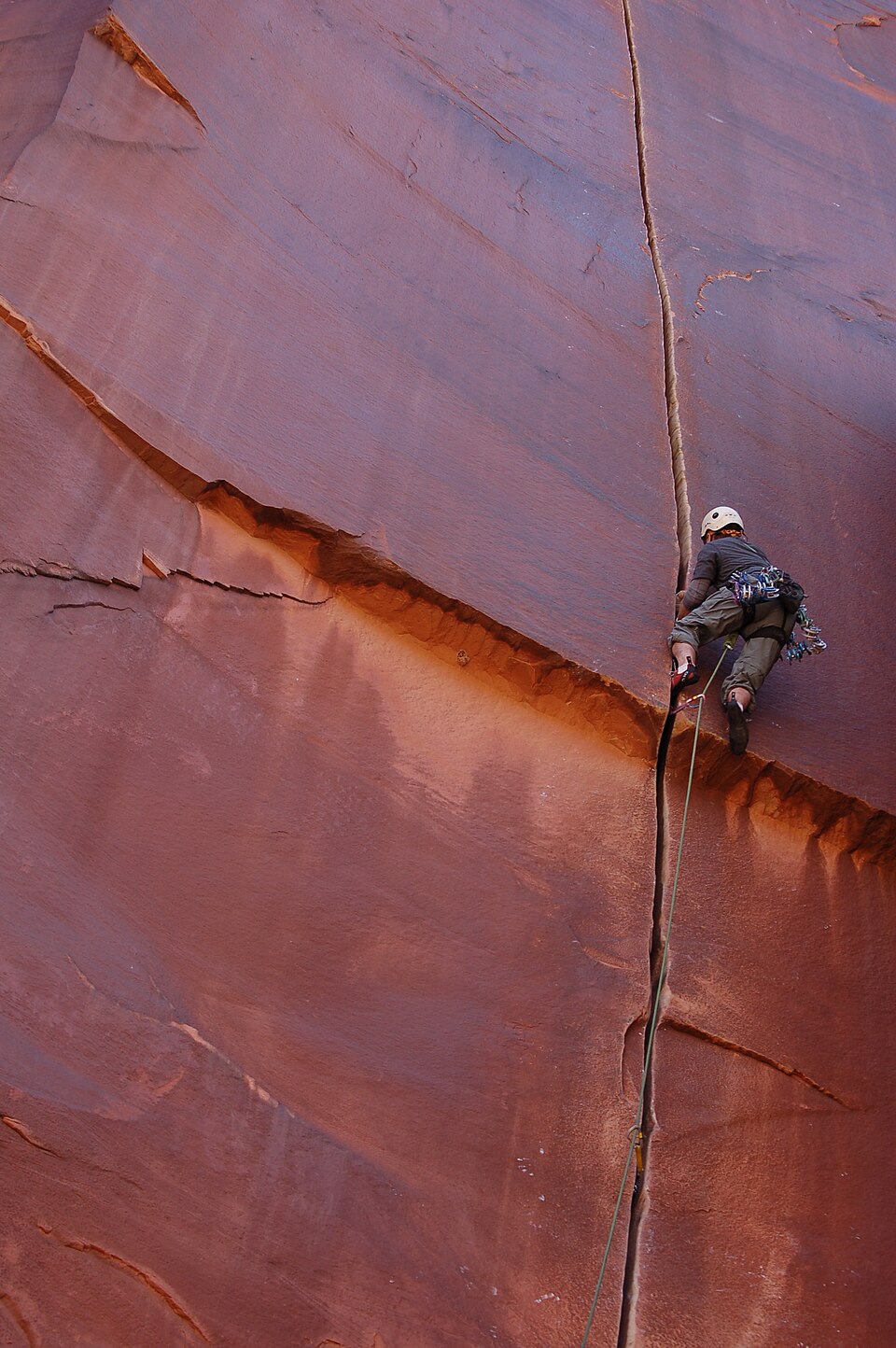 Climbing at Indian Creek climbing area in Canyonlands near Moab, Utah