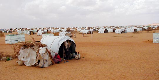 Original caption states, "More than 40,000 refugees live in this massive tent city outside of El Fasher. Disease and despair are rampant."