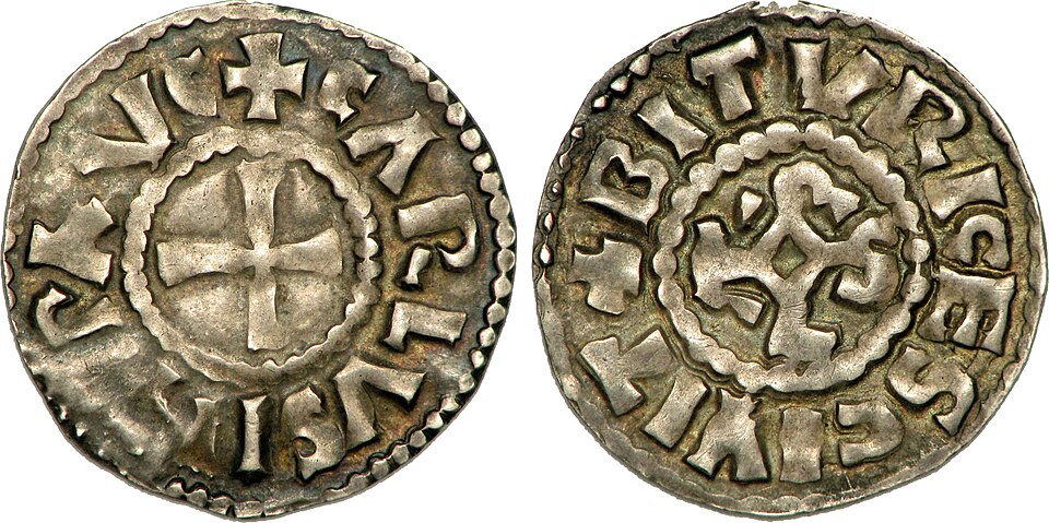 Nom de l'atelier/ville : Bourges Métal : argent Diamètre : 20,5mm Axe des coins : 6h. Poids : 1,67g. Titulature avers : + CARLVS INP AVC. Description avers…