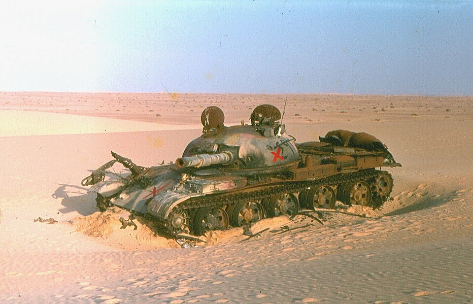 Destroyed tank of the Egyptian army on the Sinai, Yom Kippur war or October war, 1973