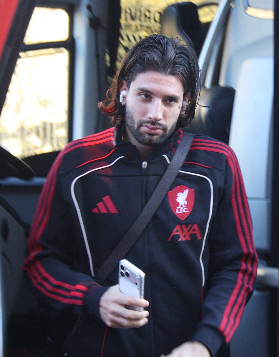 Dominik Szoboszlai arriving at Craven Cottage prior to the match between Fulham and Liverpool