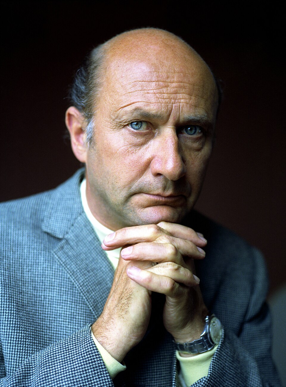Portrait of Donald Pleasence in London.