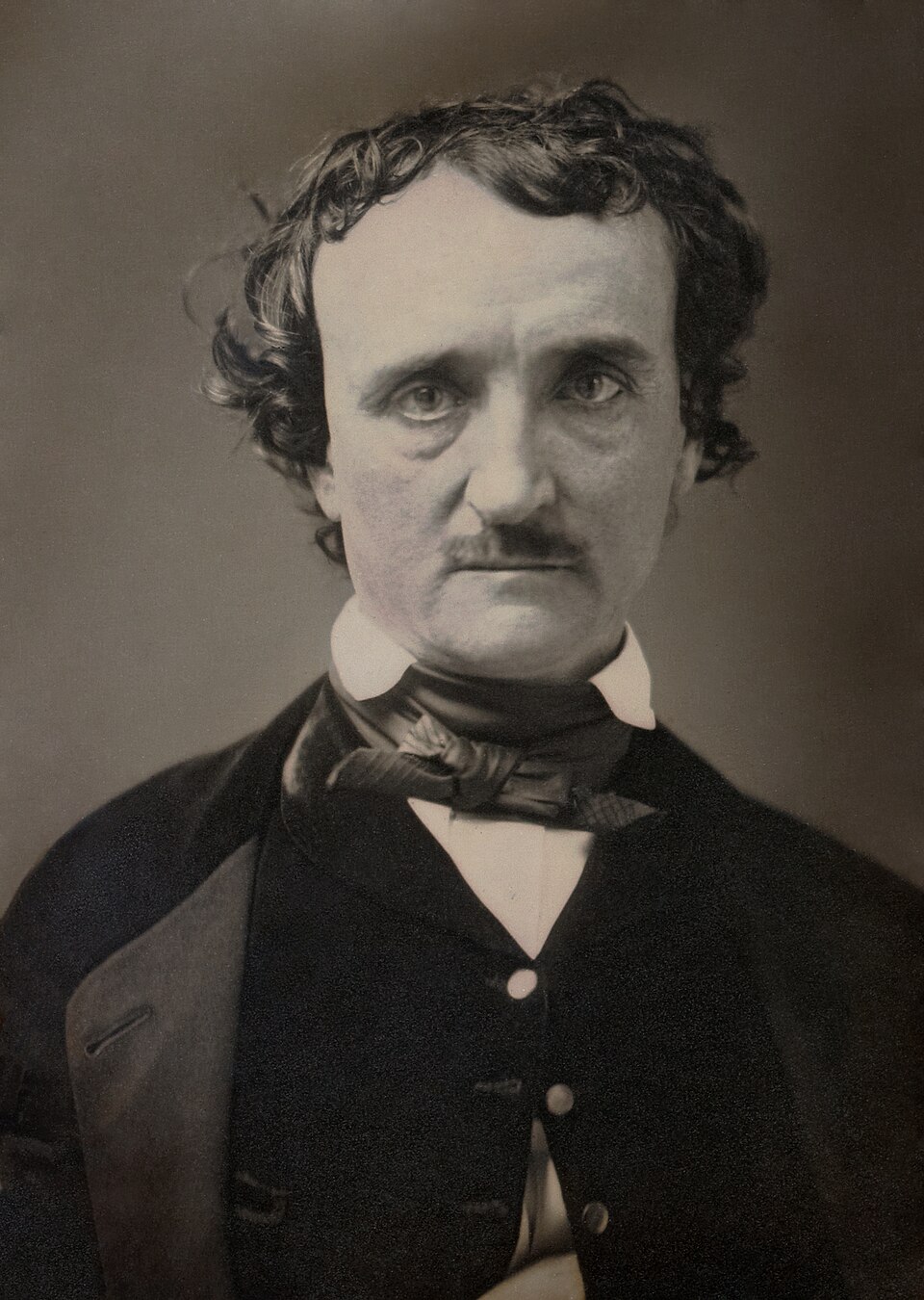 Edgar Allan Poe , June 1849. Daguerreotype "Annie", given to Poe's friend Mrs. Annie L. Richmond; probably taken in June 1849 in Lowell, Massachusetts,…