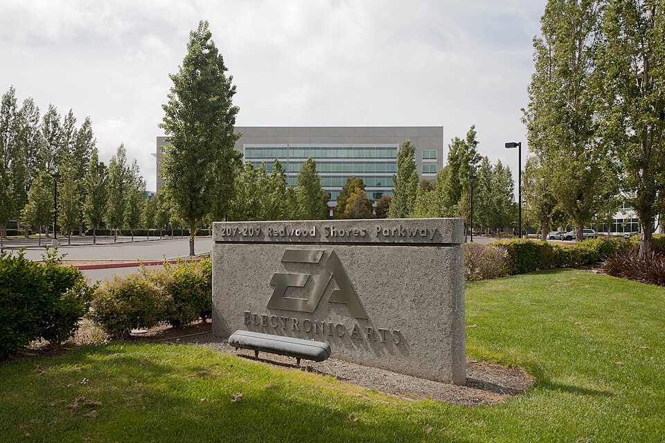 The headquarters of Electronic Arts in Redwood Shores , Redwood City , California .