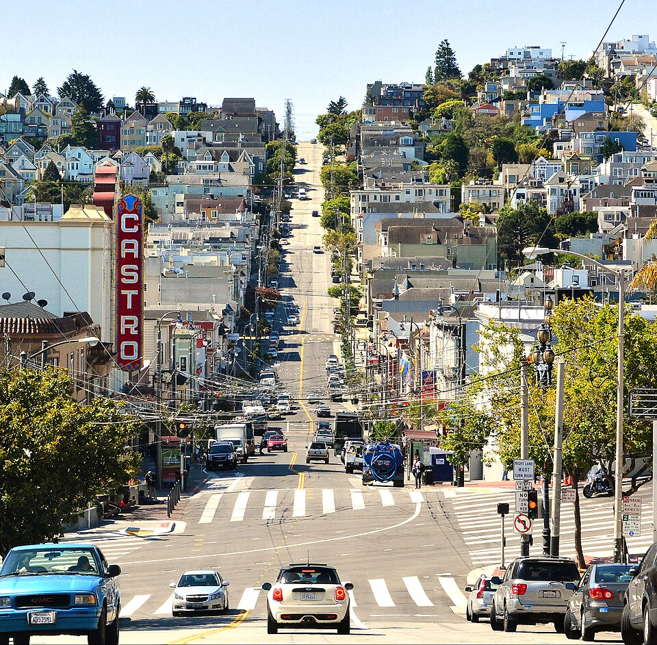 Seen here looking South at the crossing with Market Street. This area in San Francisco, was one of the first gay neighborhoods in the United States and…