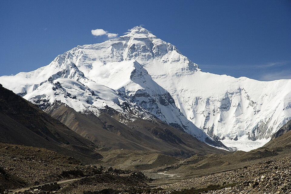 Mount Everest North Face as seen from the path to the base camp, Rongbuk Valley , Tibet (5,160 m).