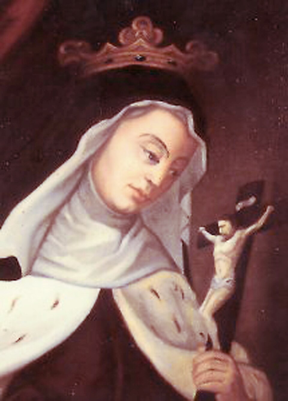 Portrait de la Bienheureuse Françoise d'Amboise - portant l'habit de religieuse ainsi que la couronne et le camail d'hermine signifiant son rang de duchesse…