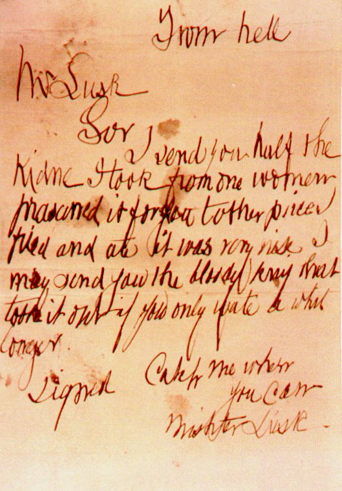The "From Hell" Letter postmarked 15 October 1888 .