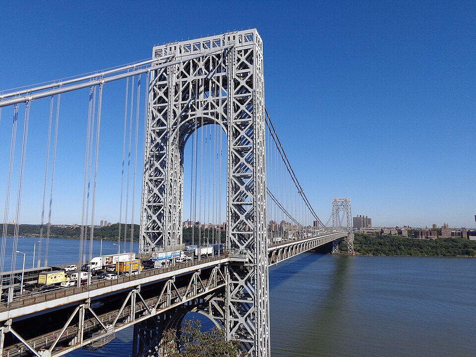 George Washington Bridge from Fort Lee Historic Park looking east to Upper Manhattan
