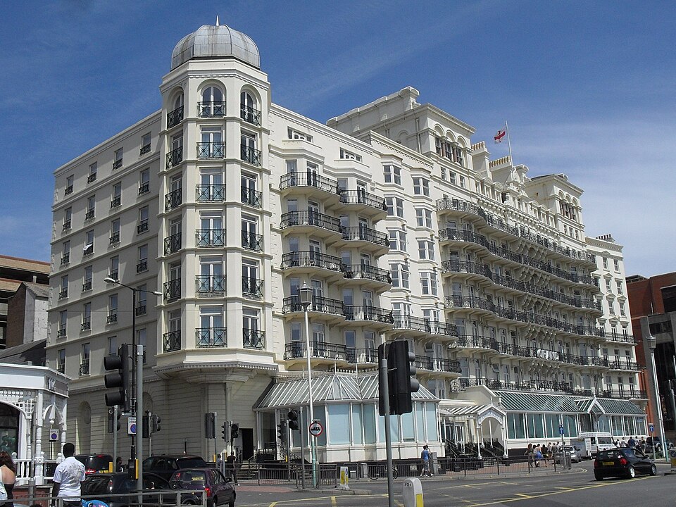 Grand Hotel, King's Road, Brighton, City of Brighton and Hove, East Sussex. Built in 1862–64 by John Whichcord. Brighton's tallest building and largest and…