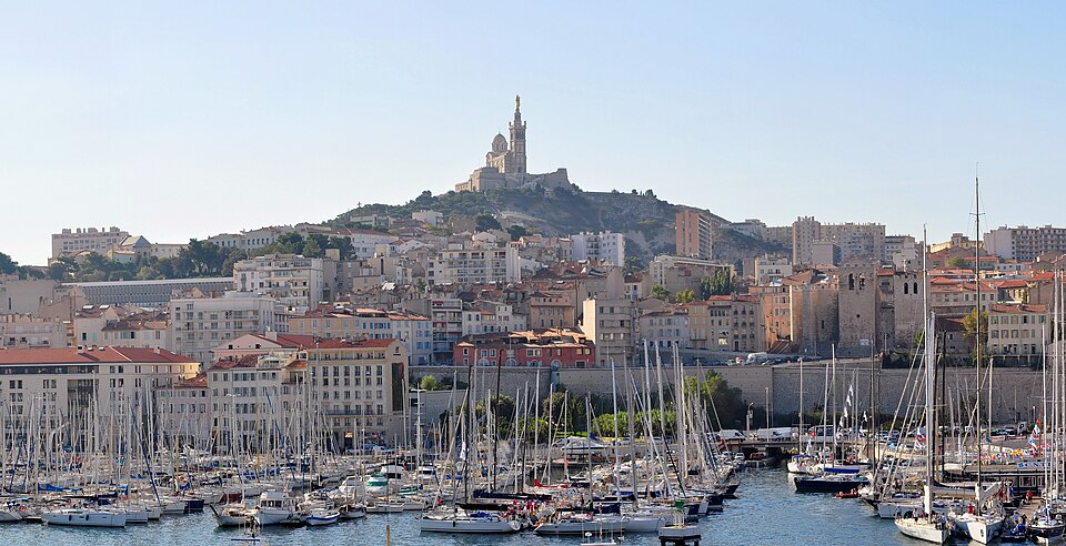 old harbour of Marseille seen from the church of Saint-Laurent