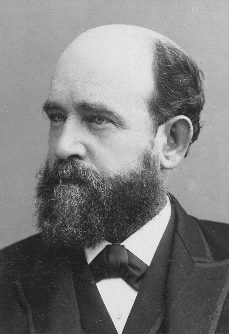 One-quarter portrait photograph of Henry George after 1885.
