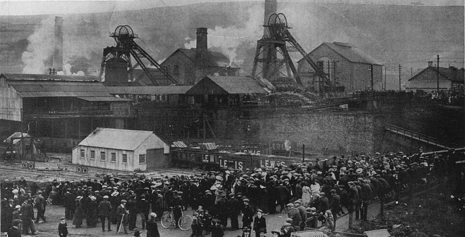 Photograph from The Illustrated London News of 18 October 1913 (issue 3887; page 4). Article titled "The Burning Pit Disaster: Rescue Scenes at the…