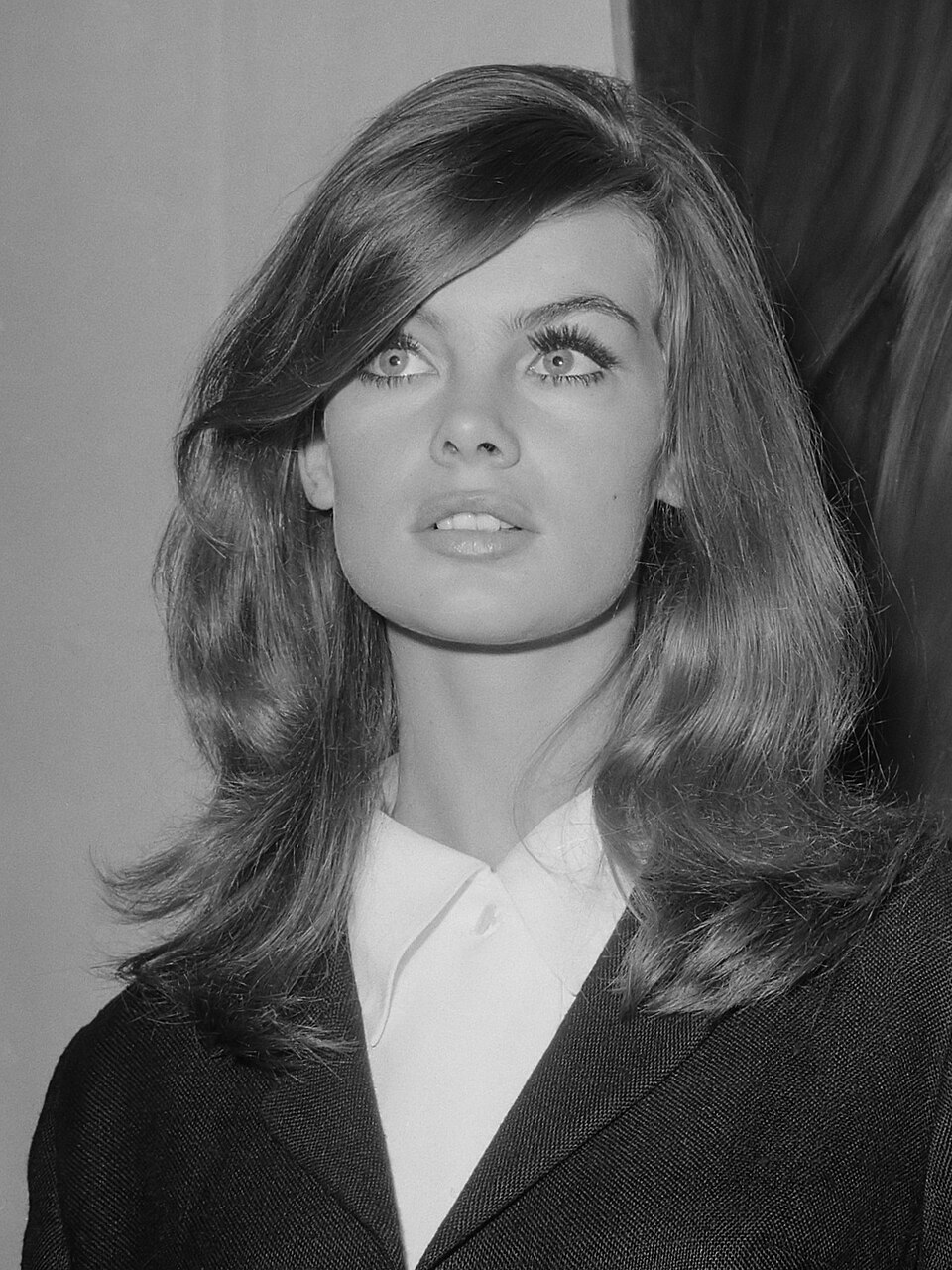 Jean Shrimpton (model) at the opening on 17 September 1965 of an exhibition at the Galerie Krikhaar in Amsterdam