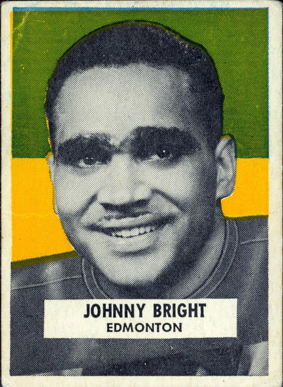 Johnny Bright depicted on a football card